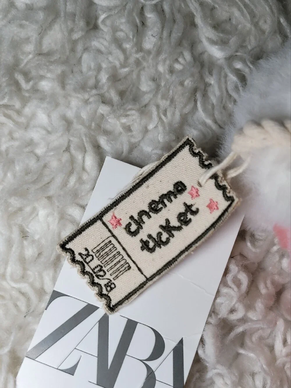 ZARA Pink & White Plush Popcorn Kids Crossbody Pouch